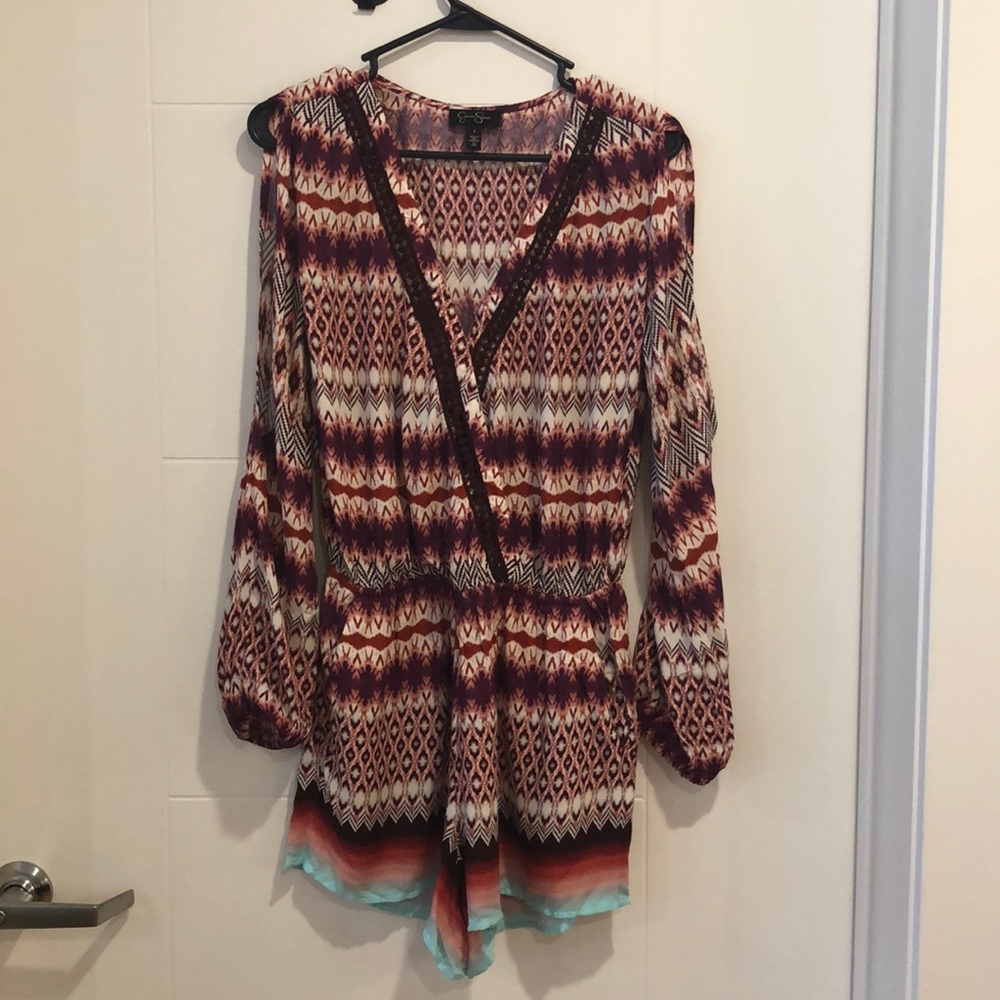 Jessica Simpson Multicolored Long Sleeve Romper